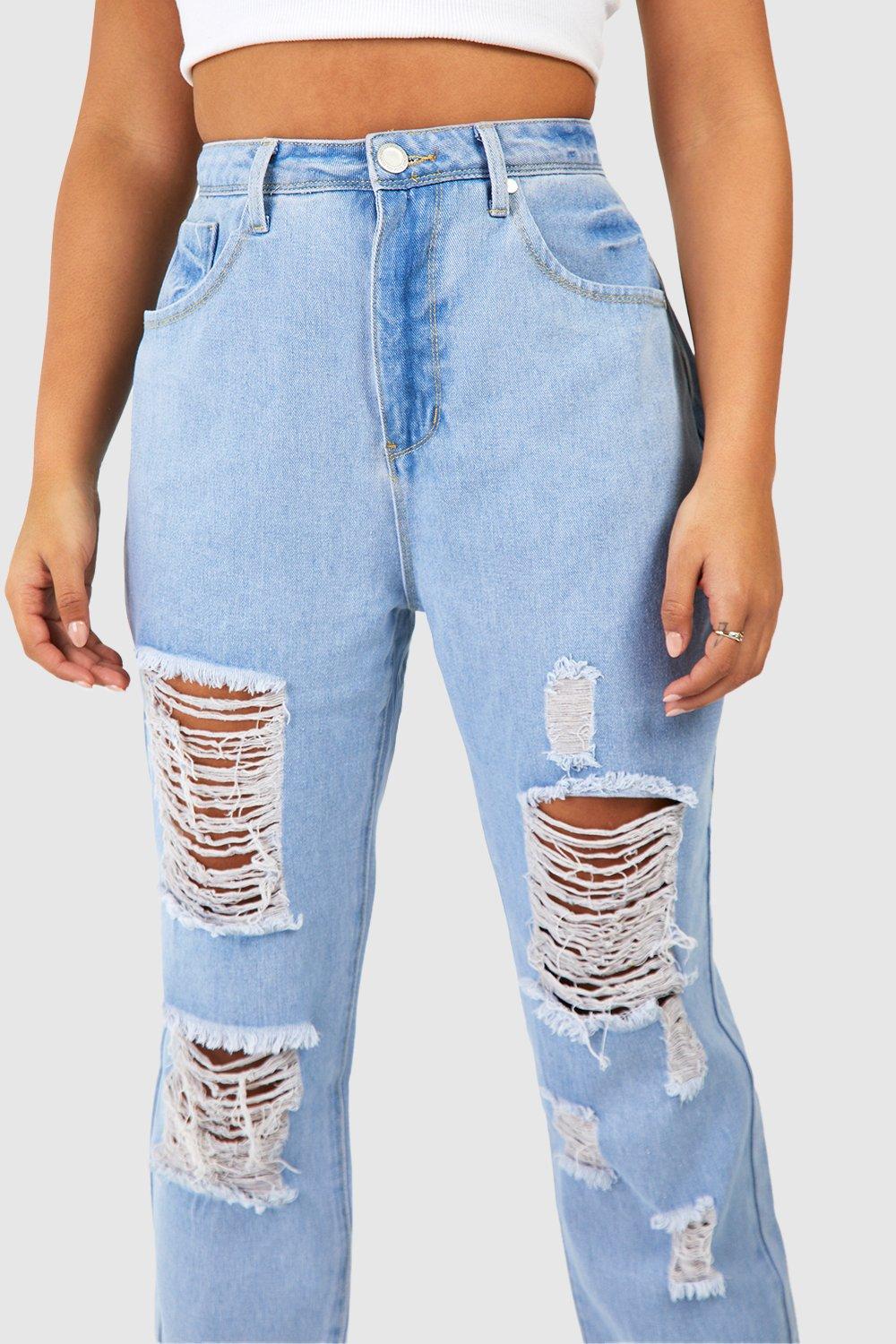 Really ripped mom hot sale jeans